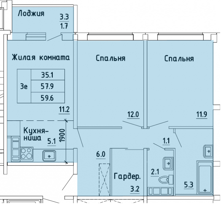 планировка квартиры 60 м2